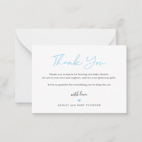 Budget simple script baby shower thank you note card