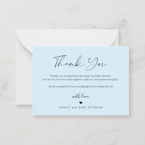 Budget simple script baby shower thank you note card