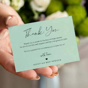 Budget simple script baby shower thank you note card