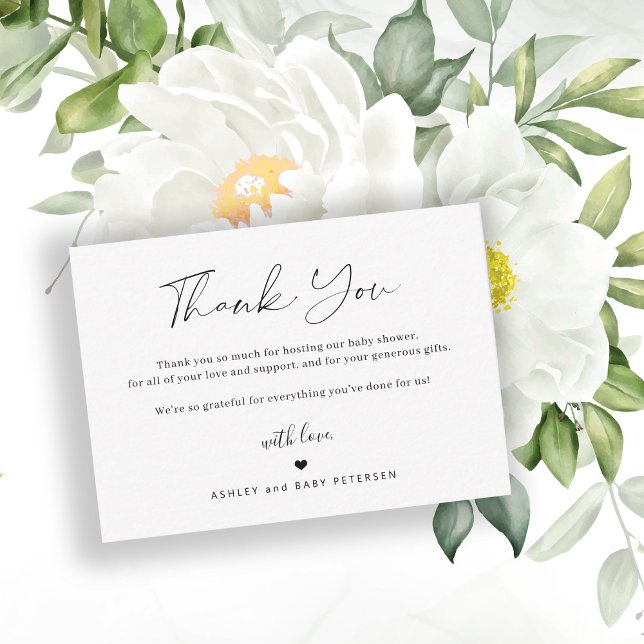 Budget simple script baby shower thank you note card (Creator Uploaded)