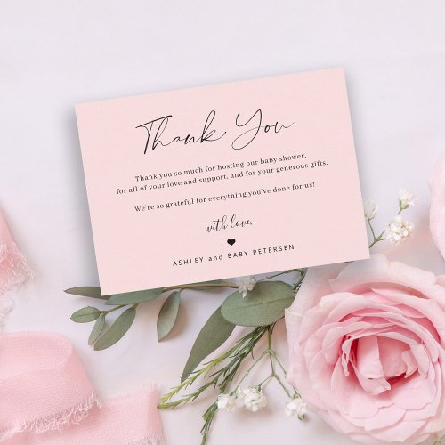 Budget simple script baby shower thank you note card