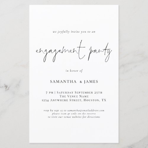 Budget Simple Script Engagement Party Invitation