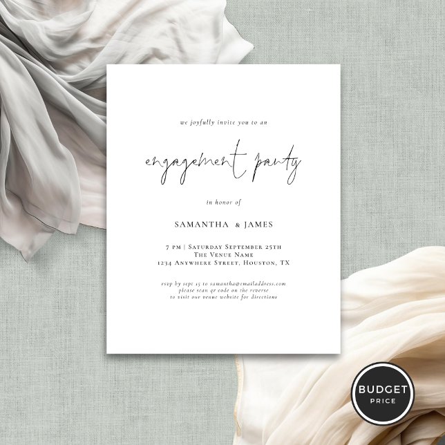 Budget Simple Script Engagement Party Invitation (Creator Uploaded)
