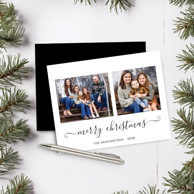 BUDGET Simple Script Merry Christmas Photo (BUDGET Simple Script Merry Christmas Photo Holiday Card)