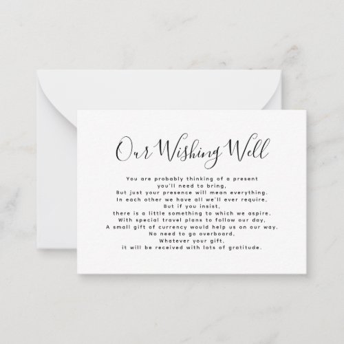 BUDGET Simple Script Our Wishing Well Wedding Note Card