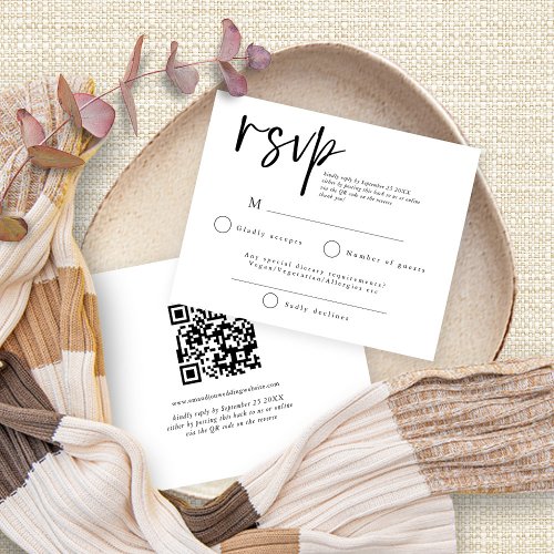 Budget Simple Script QR Code Wedding RSVP