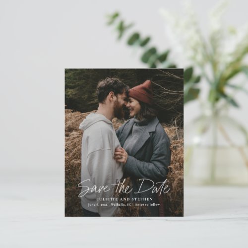Budget Simple Script Wedding Photo Save The Date