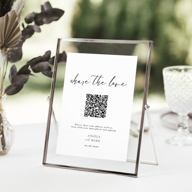 Budget Simple Share the Love QR Code Sign (Creator Uploaded)
