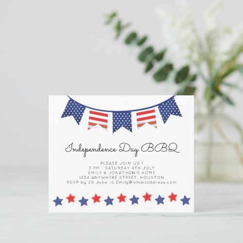 Budget Simple Stars Bunting 4th July BBQ Invite