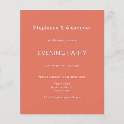 Budget Simple Terracotta Evening Party Invite