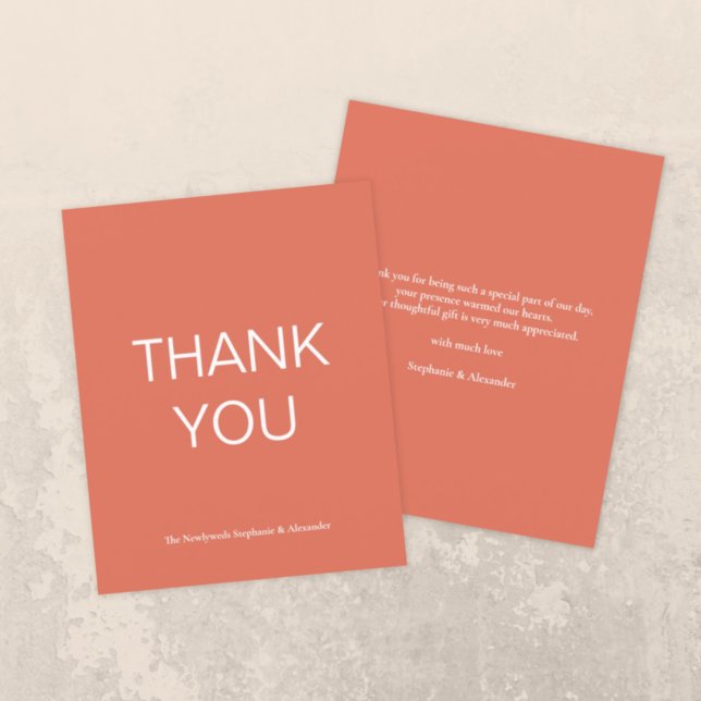 Budget Simple Terracotta Portrait Thank You Card (Creator Uploaded)