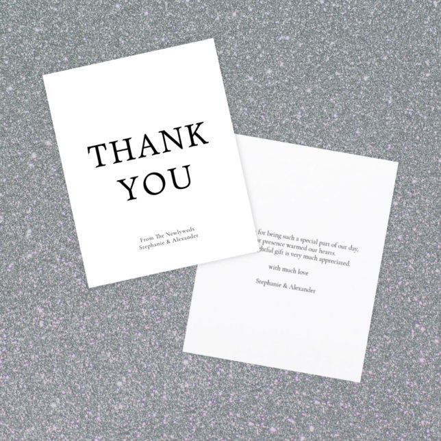 Budget Simple Text Black White Wedding Thank You (Creator Uploaded)