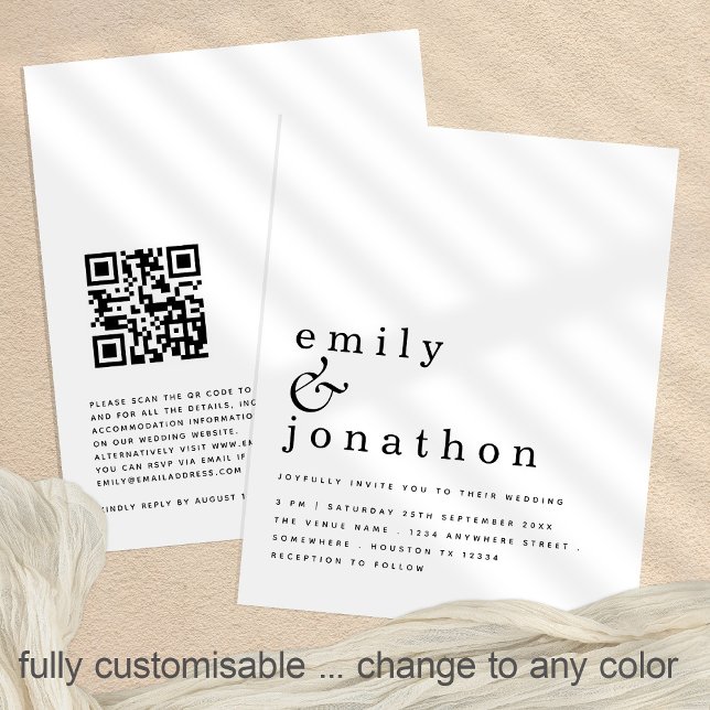 Budget Simple Text QR Code Wedding Invitation (Creator Uploaded)