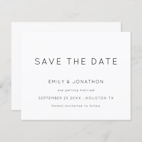 Budget Simple Typography Black White Save The Date