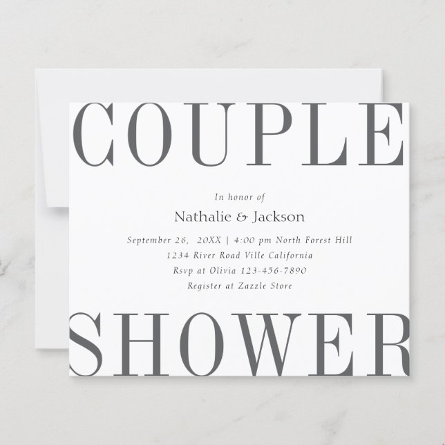 BUDGET Simple Typography Grey Couple Shower Bridal (Front)
