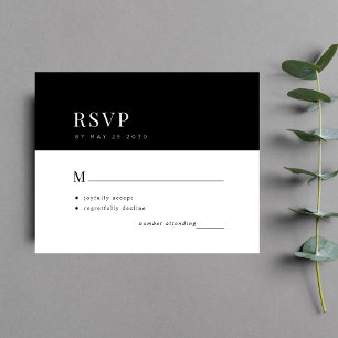 Budget simple typography minimal wedding RSVP card