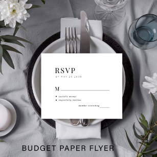Budget simple typography minimal wedding RSVP Flyer