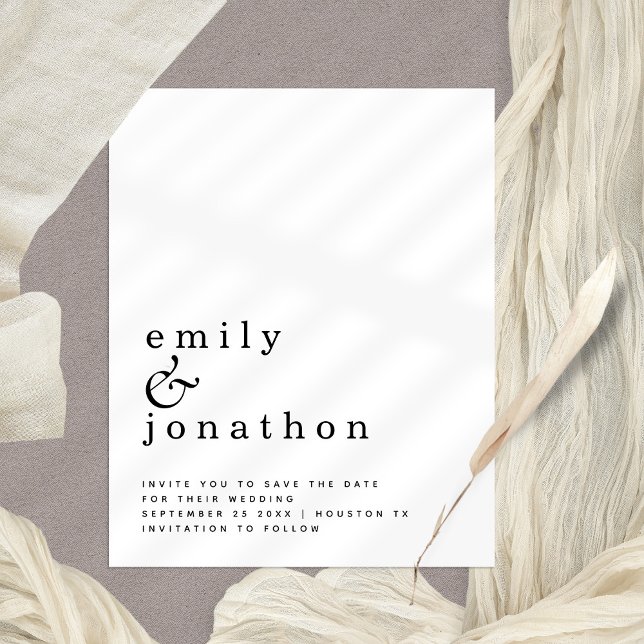 Budget Simple Typography Wedding Save The Date (Budget price Minimalst Save the Date. Part of a wide ranging collection. Fully Customisable.)