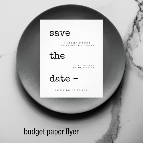 Budget simple typography wedding save the date flyer