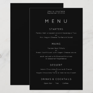 Budget Simple Typography White Black Wedding Menu