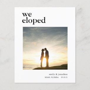 Budget Simple We Eloped Announcement Photo