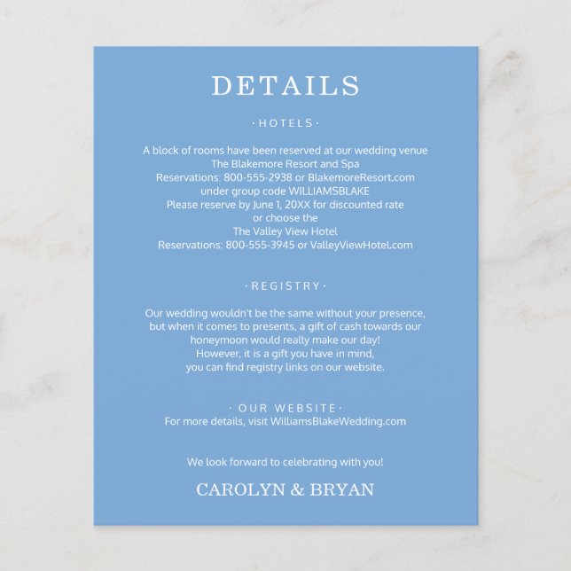 Budget Simple Wedding Details Enclosure Flyer (Front)
