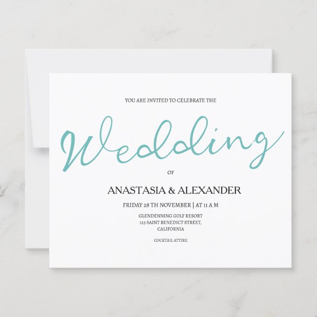 Budget Simple wedding invitation. (Front)
