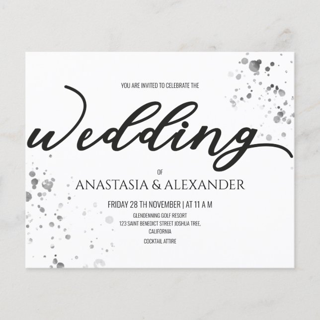 Budget Simple wedding invitation. Flyer (Front)
