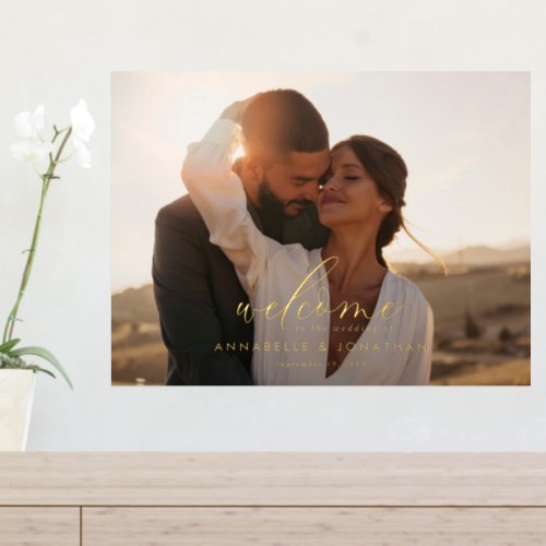 Budget simple wedding photo welcome eucalyptus foil prints