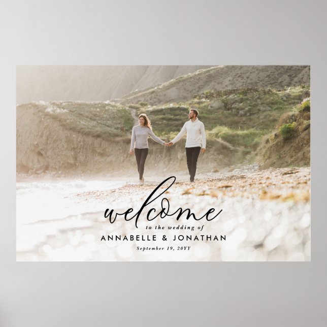 Budget simple wedding photo welcome eucalyptus pos poster (Front)