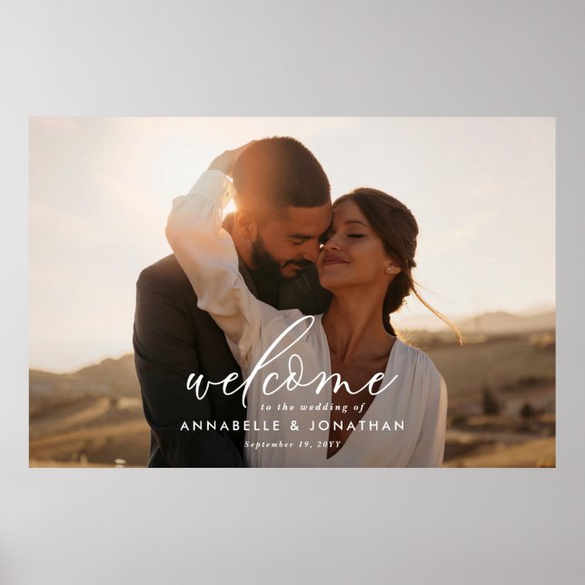 Budget simple wedding photo welcome eucalyptus poster (Front)