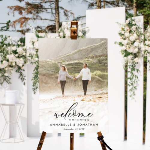 Budget simple wedding photo welcome eucalyptus poster