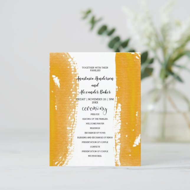 Budget Simple Wedding Program card. (Standing Front)