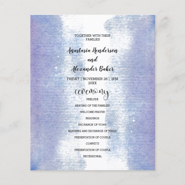 Budget Simple Wedding Program card. Flyer (Front)