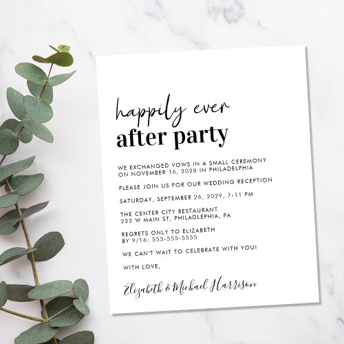Budget Simple Wedding Reception Invitation