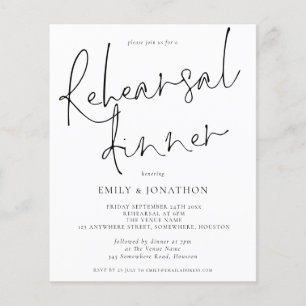 Budget Simple Wedding Rehearsal Dinner Invitation
