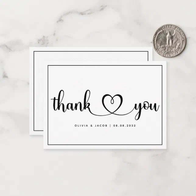 BUDGET Simple Wedding Thank You Card | Zazzle