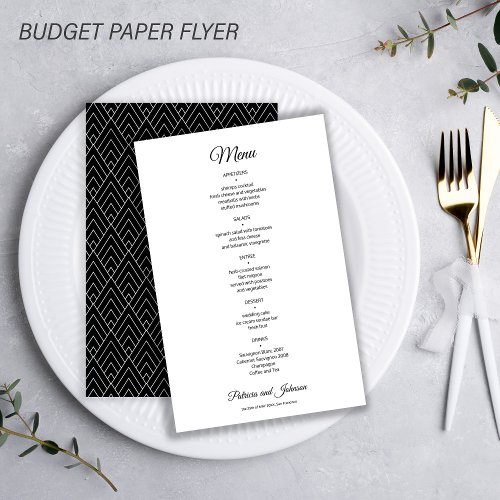 Budget simple white elegant wedding menu flyer