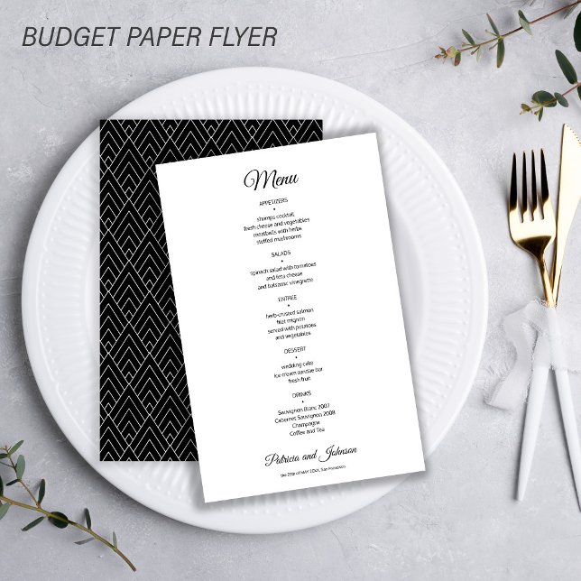 Budget simple white elegant wedding menu flyer (Creator Uploaded)
