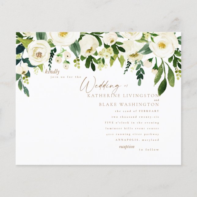 Budget Simple White Floral & Gold Wedding (Front)