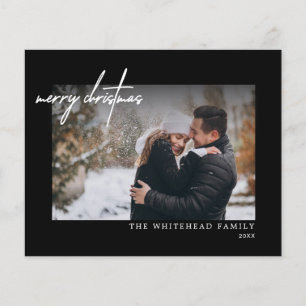 Budget Simple White Merry Christmas Black Card Flyer