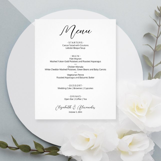 Budget Simple White Wedding Menu Flyer (Creator Uploaded)
