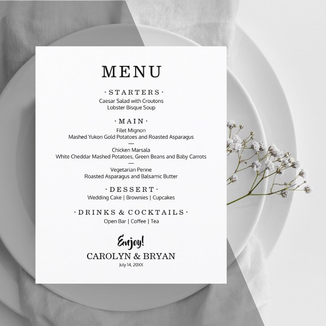 Budget Simple White Wedding Menu Flyer (Creator Uploaded)