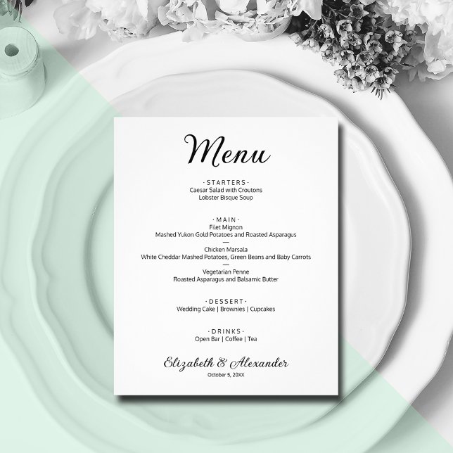 Budget Simple White Wedding Menu Flyer (Creator Uploaded)