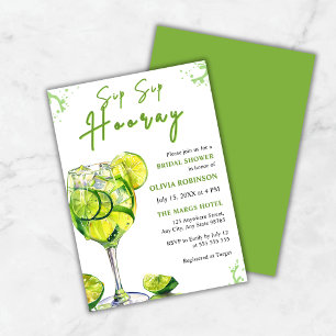 Budget Sip Sip Hooray Bridal Shower Invitation