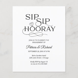 Budget Sip Sip Hooray Engagement Party Invitation