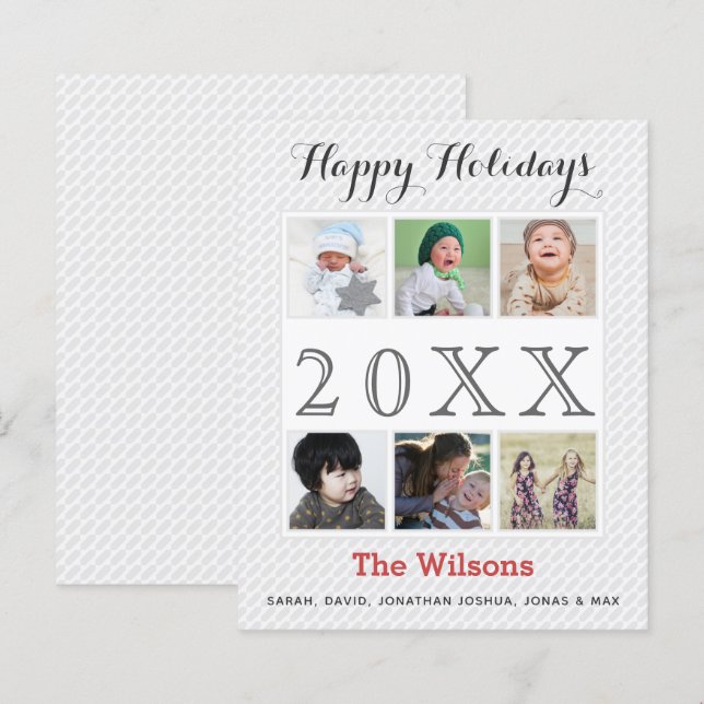 Budget Six Photos Collage Photo Holiday Card (Front/Back)