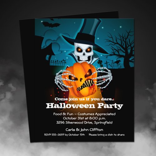Budget Skeleton Halloween Invitation  Flyer