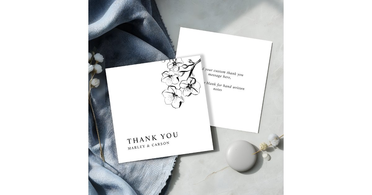 Budget Sketched Floral Wedding Simple Thank You Note Card | Zazzle