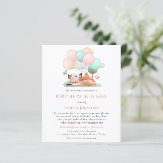 Budget Sleeping Fox Baby Shower By Mail Pink (Standing Front)